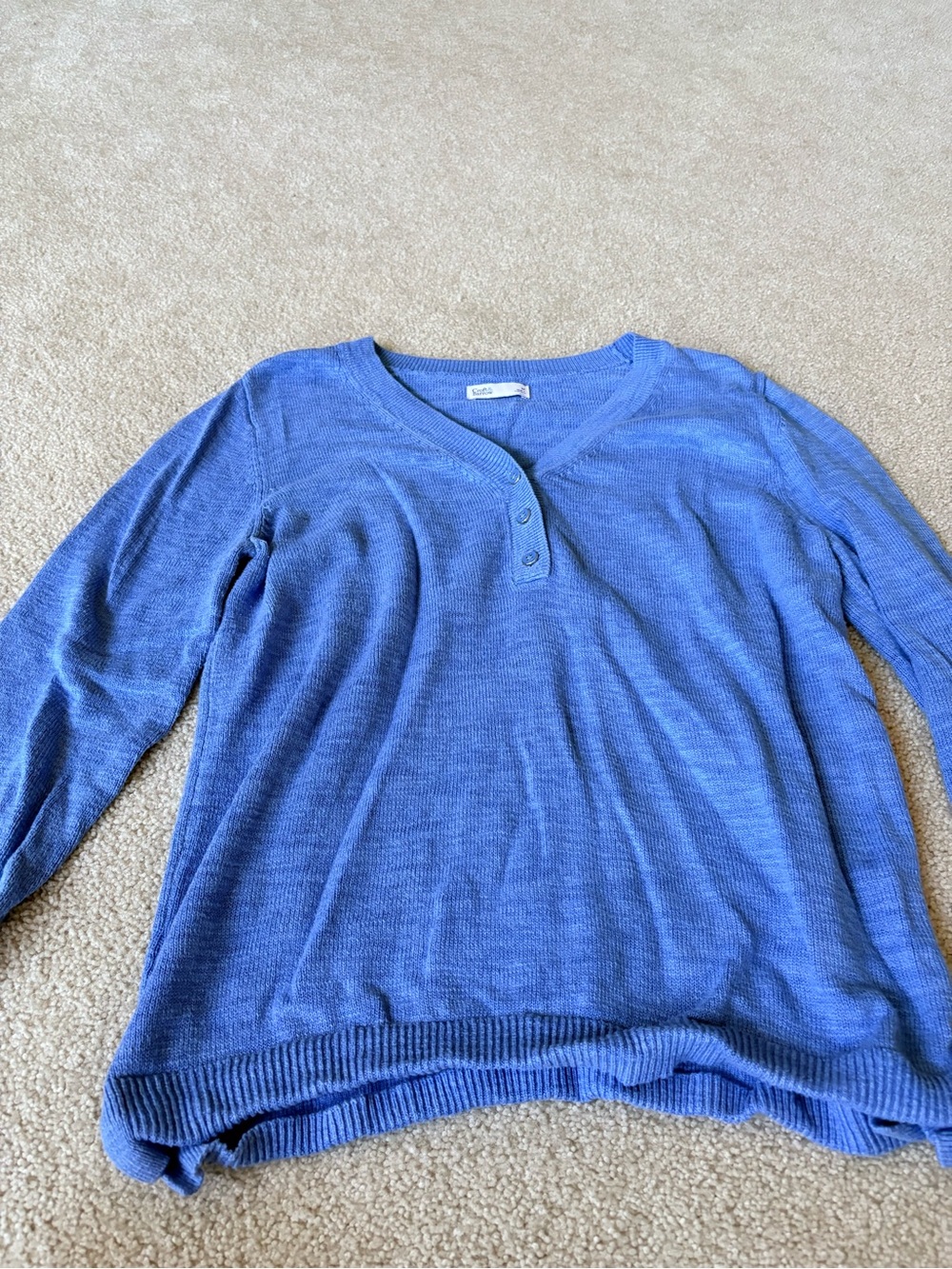 croft & barrow Blue Scoop-Neck Henley Sweater